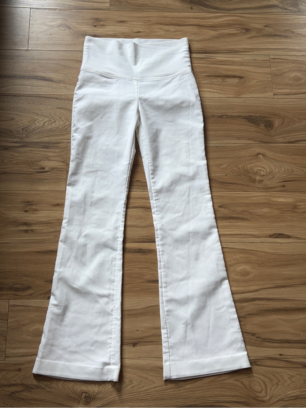 White High-Waist Flare Pants